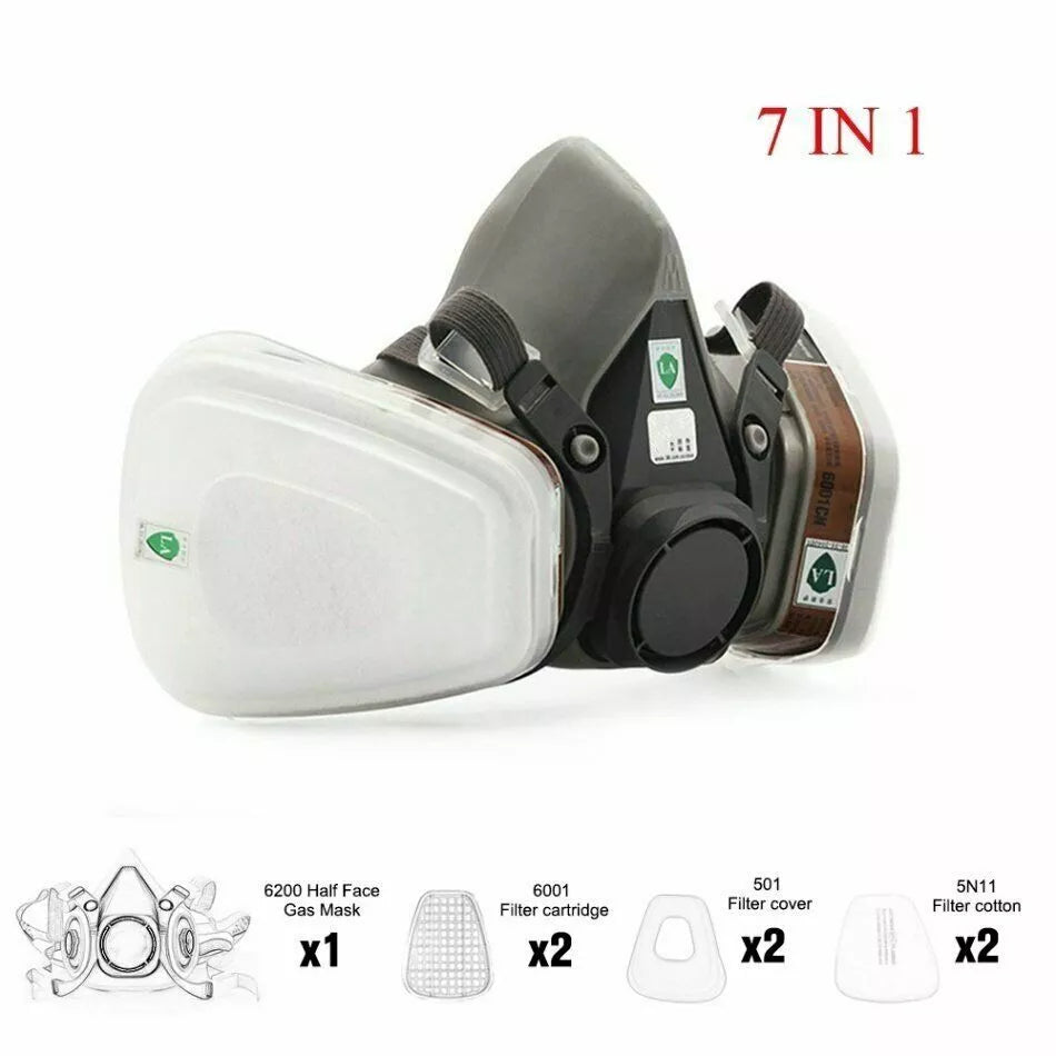 Kitcheniva 7 in 1 Half Face Gas Mask 6200 Respirator Safety Protect