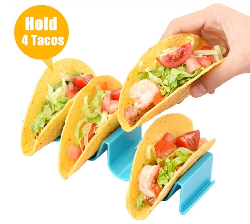 Kitcheniva 4 Pieces Taco Holder Mexican Food Wave Shape Hard Rack Stand