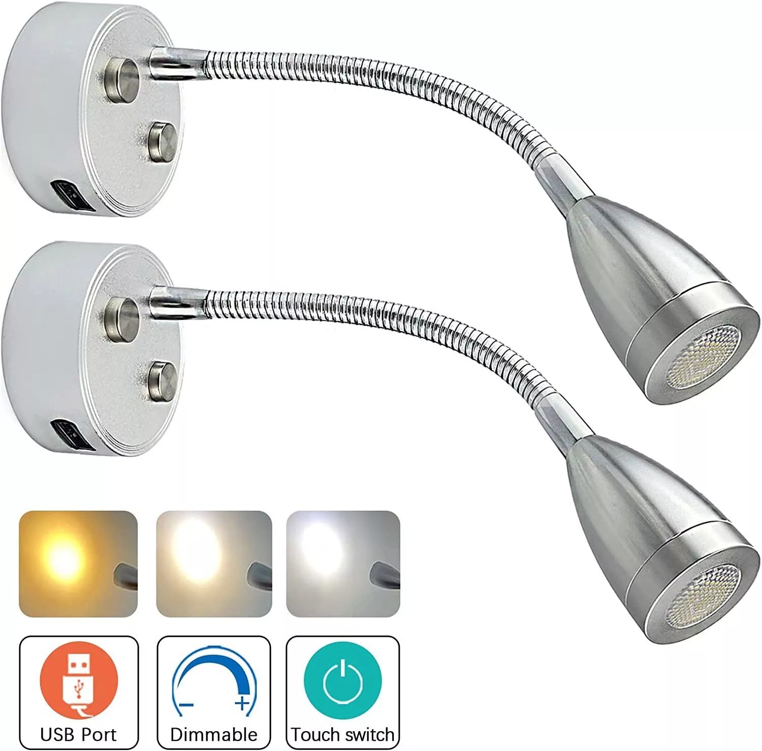 Kitcheniva 12V LED Reading Light Wall Mount 2 Pcs