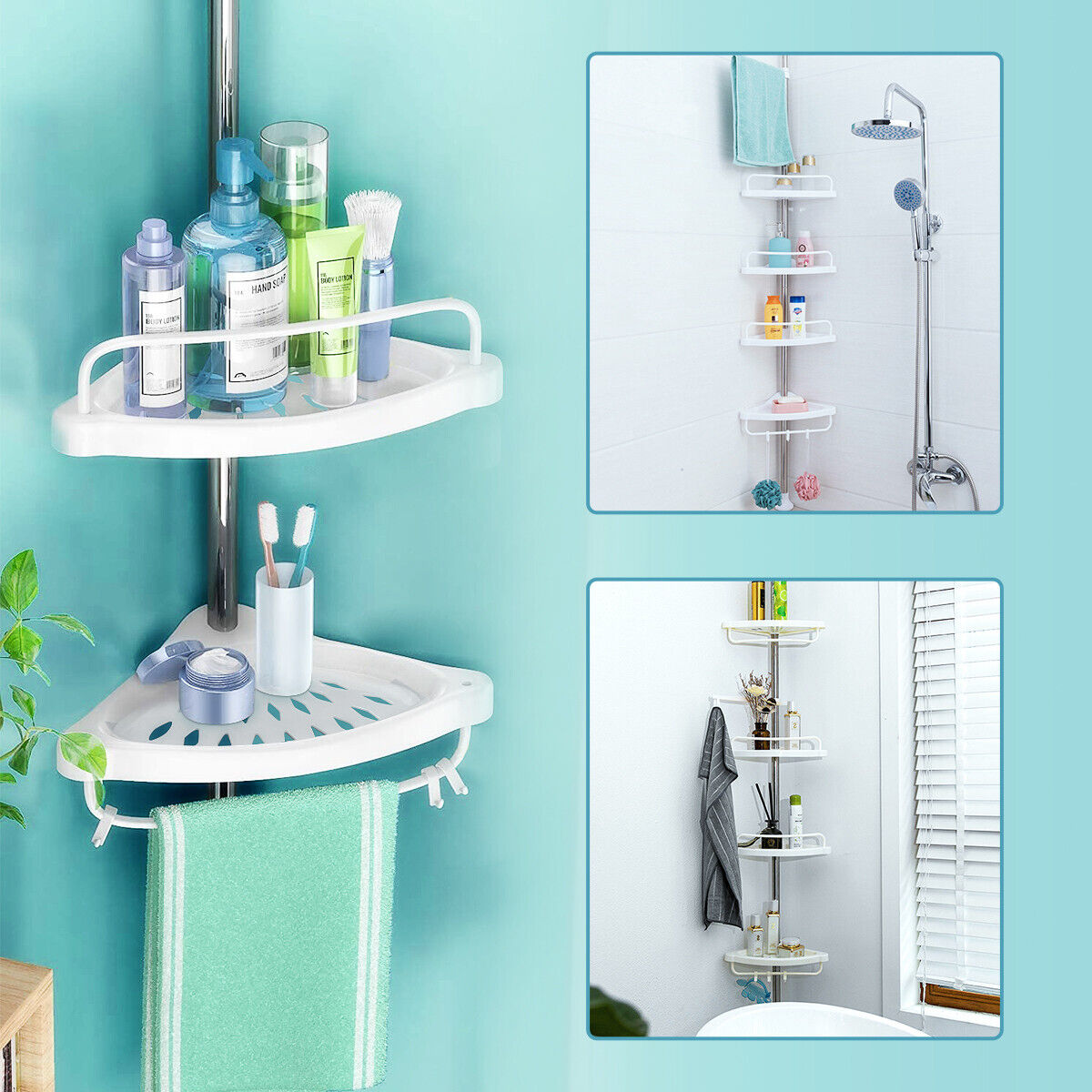 Kitcheniva 4-Tier Metal Shower Corner Caddy Shelf