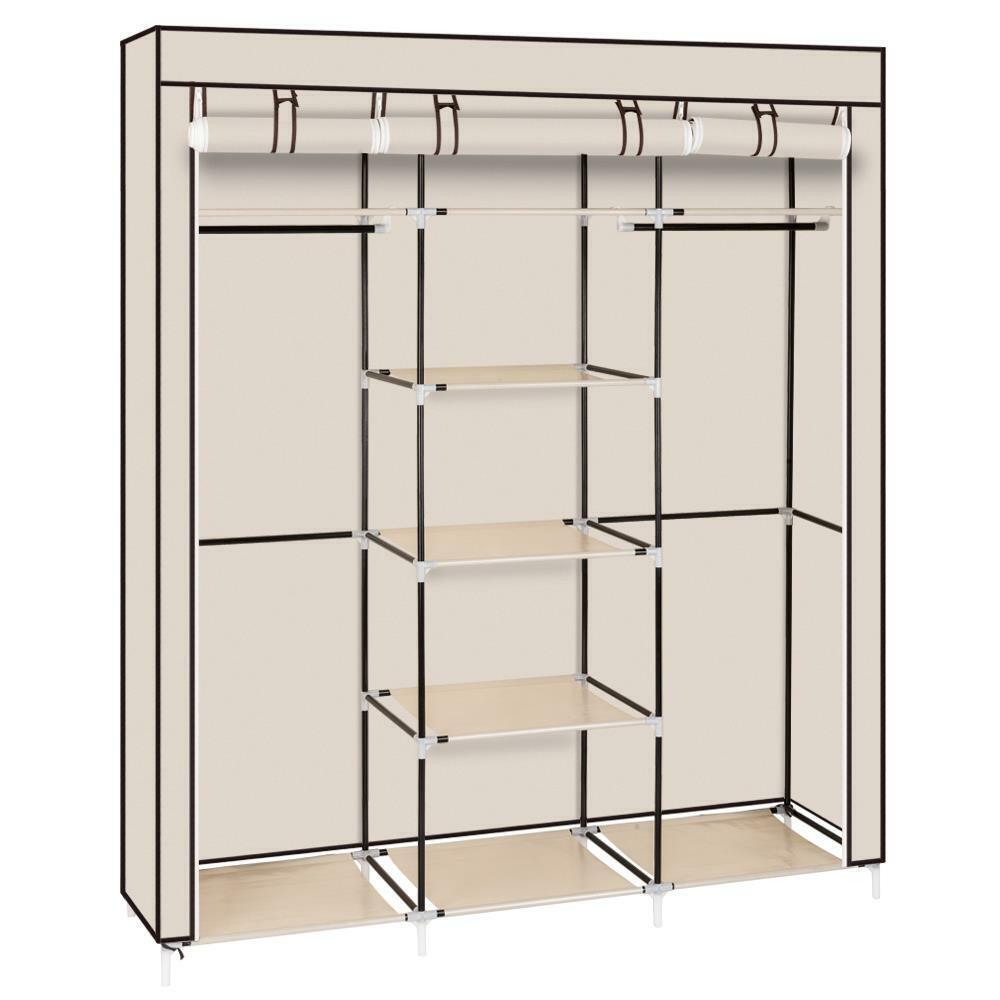 Kitcheniva Closet Wardrobe Clothes Rack Storage, Beige