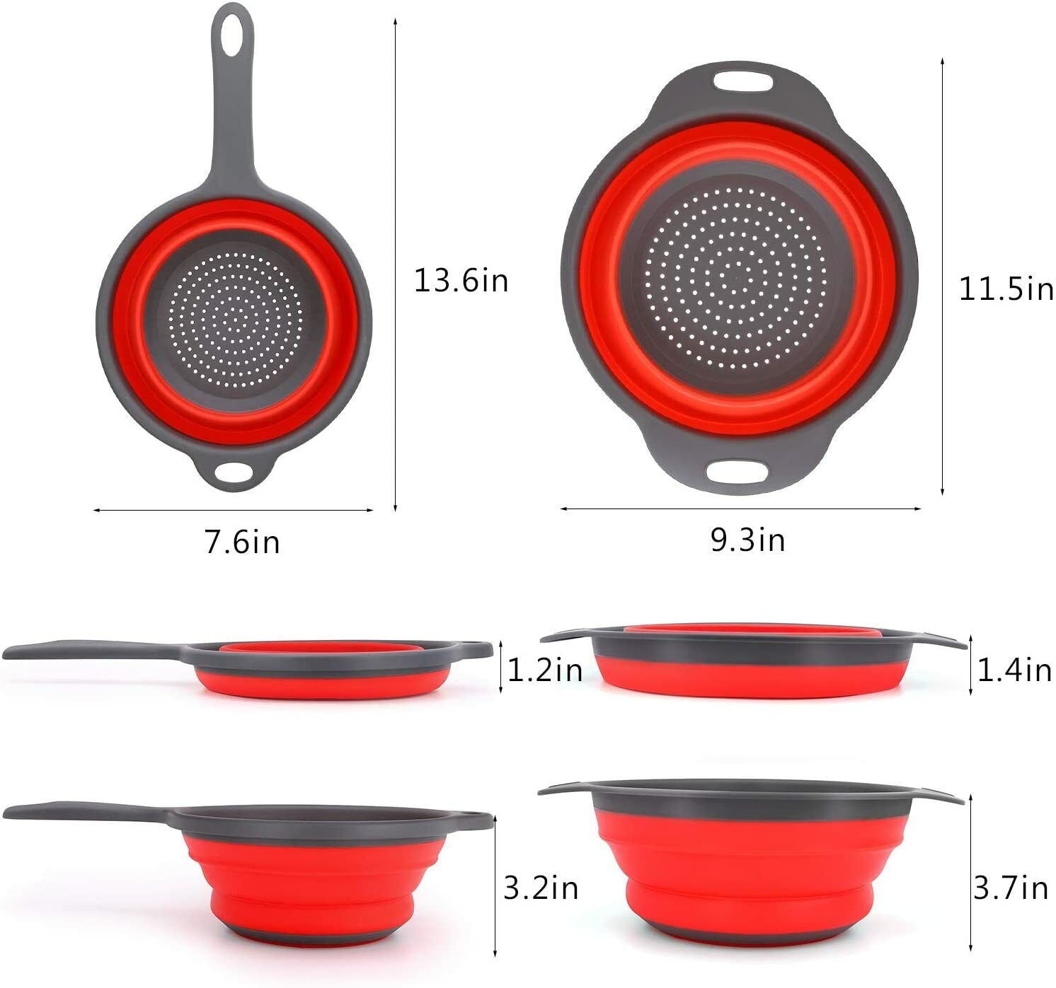 Kitcheniva 3-Pcs Strainer Foldable Collapsible Colander