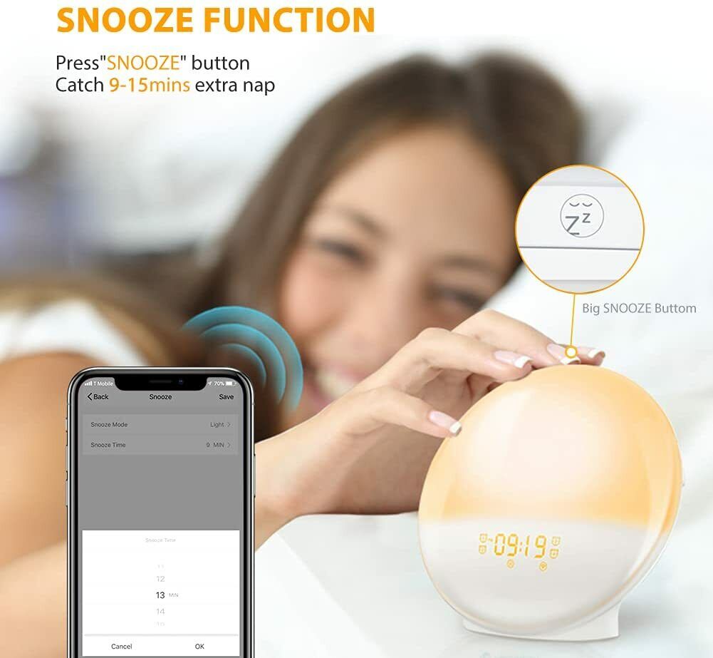 Heimvision Digital Sunrise Alarm Clock Wake Up Light Sleep Aid Works