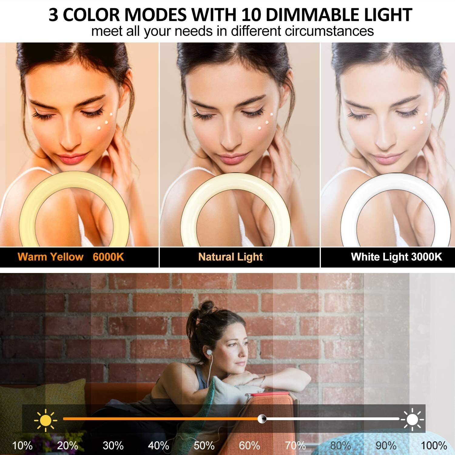 Viewow 8-inch LED Selfie Ring Light With Tripod Stand