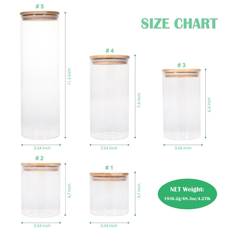 Kitcheniva Glass Food Storage Jars Set of 5