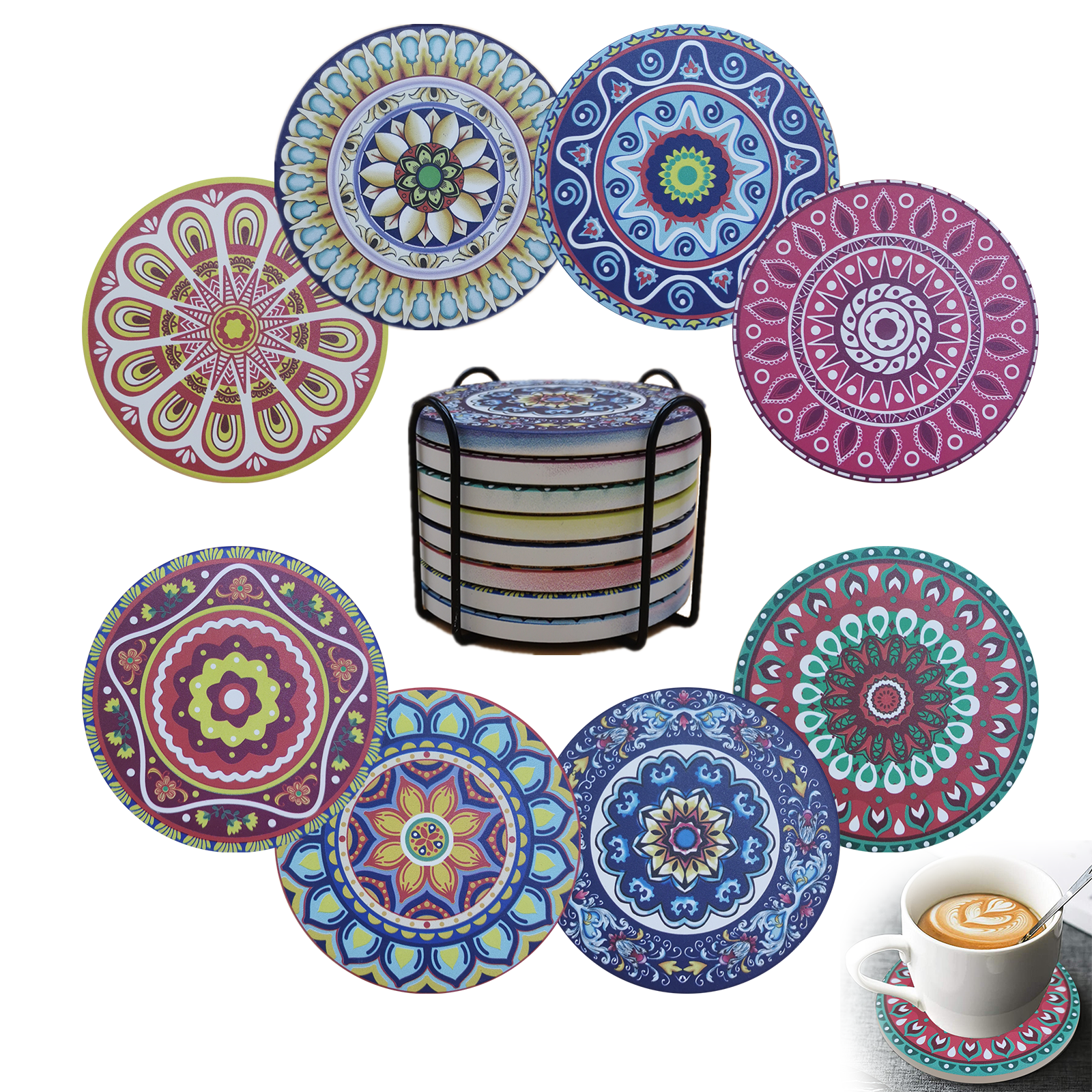 Kitcheniva Coaster Set of 8, Silicone Flat