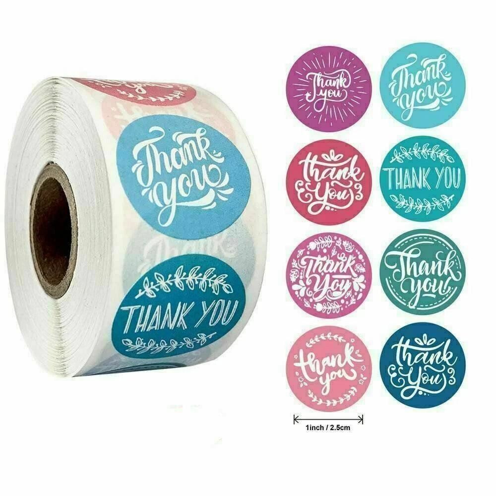 Kitcheniva 500 Pcs 1" Thank You Stickers Labels