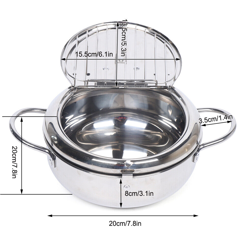 Kitcheniva Fryer Pan Stainless Steel with Temperature Control 2.2L