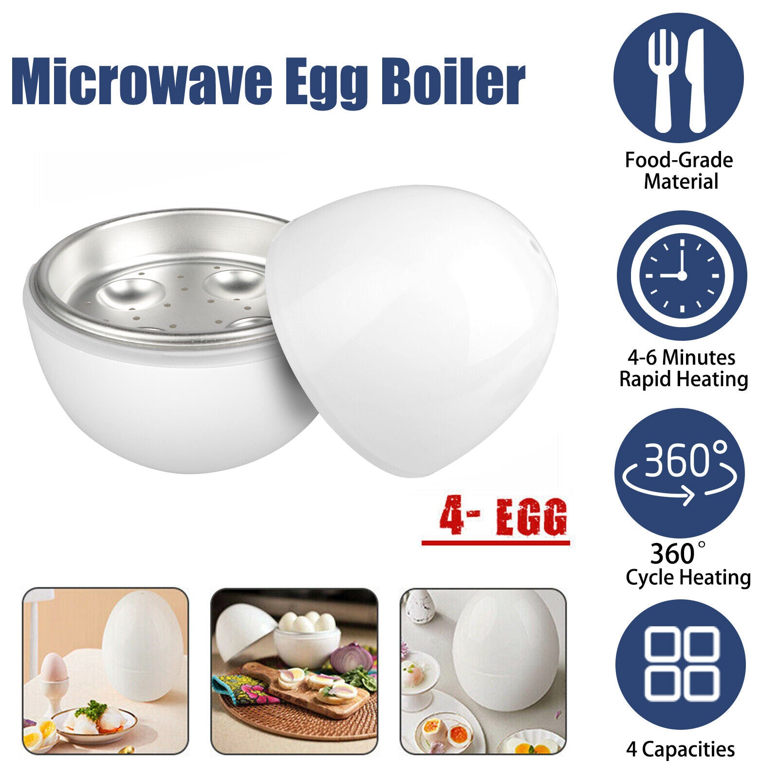 Kitcheniva Microwave Egg Boiler Cooker Egg Pod Detaches the Shell Steamer