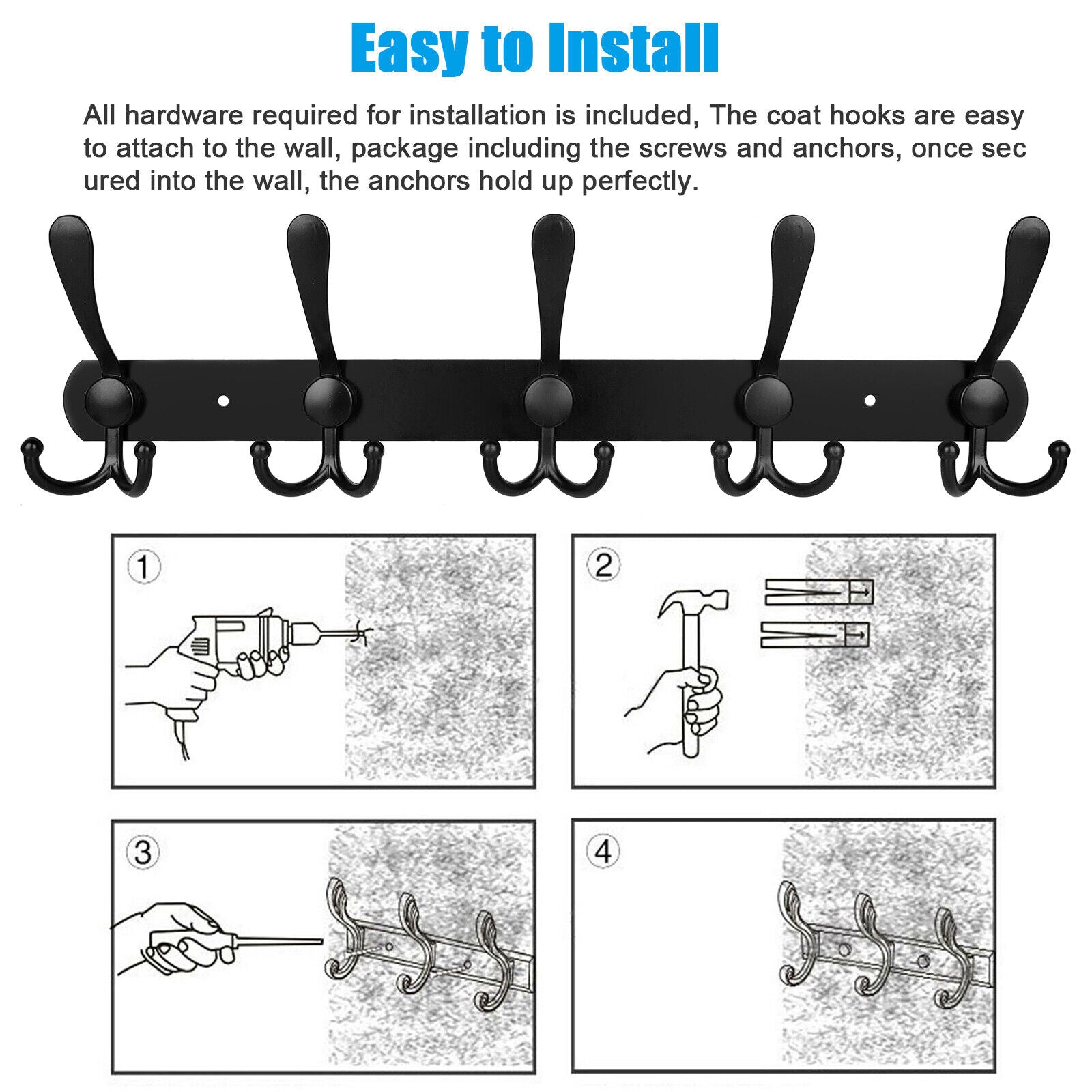 Kitcheniva 15 Hook Wall Mount Hanger