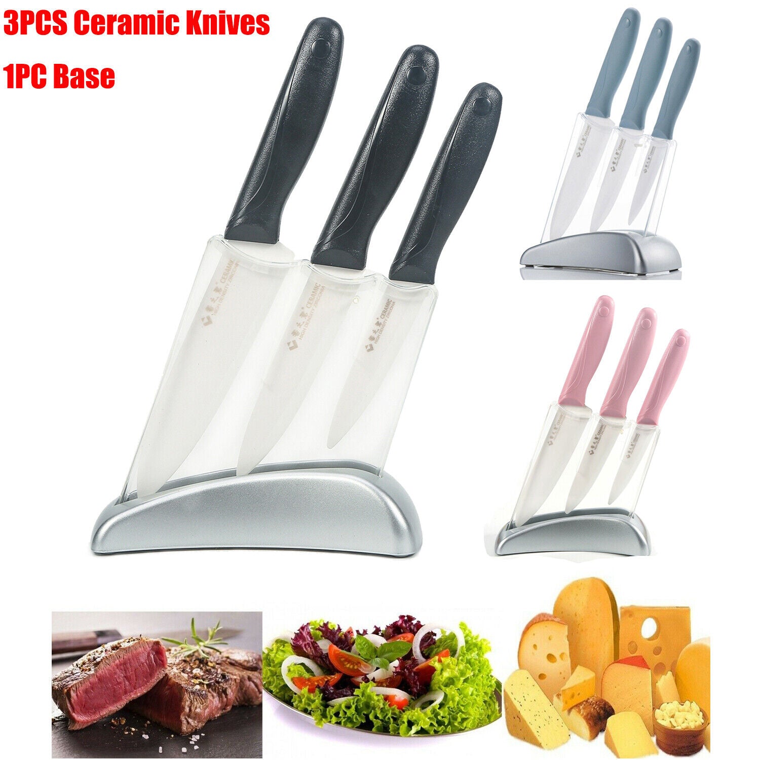 Kitcheniva 3-Times Ceramic Kitchen Knife Set