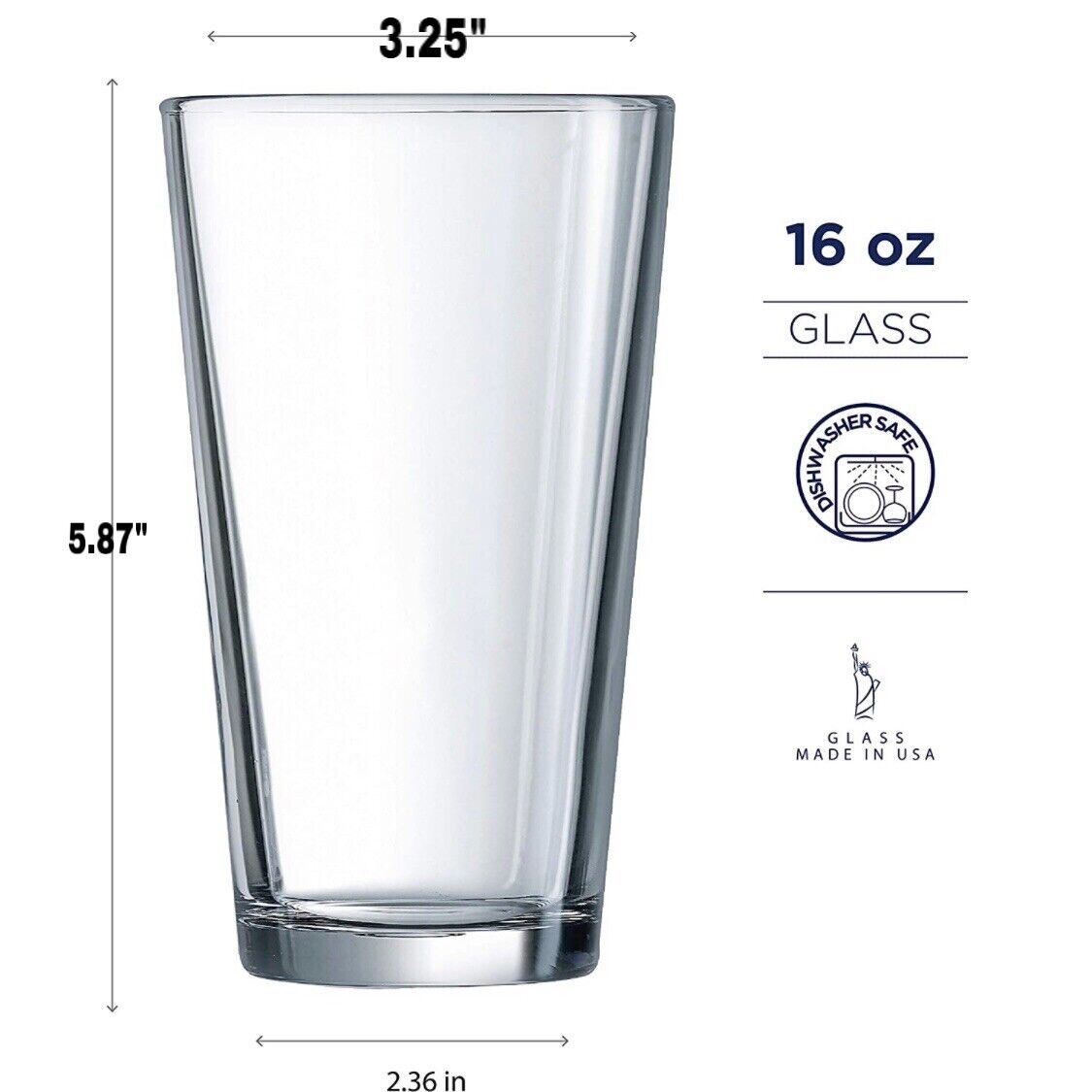 Kitcheniva Set of 6 Premium Beer Pint Glasses 16oz