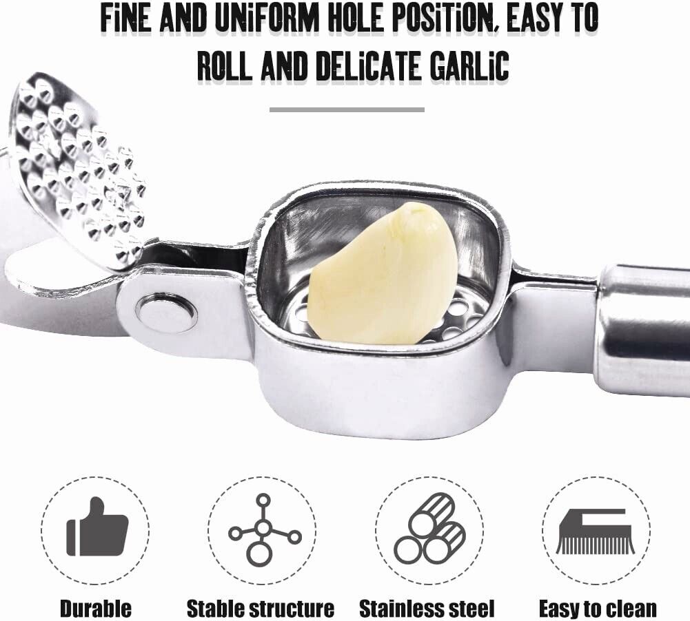 Kitcheniva Garlic Press Stainless Squeezer Steel Grinder Professional Masher Handheld Tool