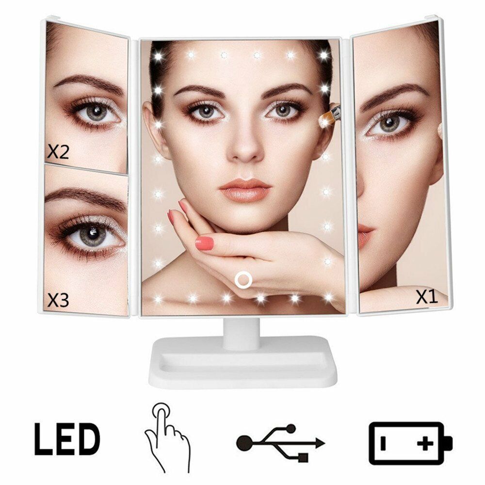 Kitcheniva USB LED Tri-Fold Magnifying Makeup Mirror