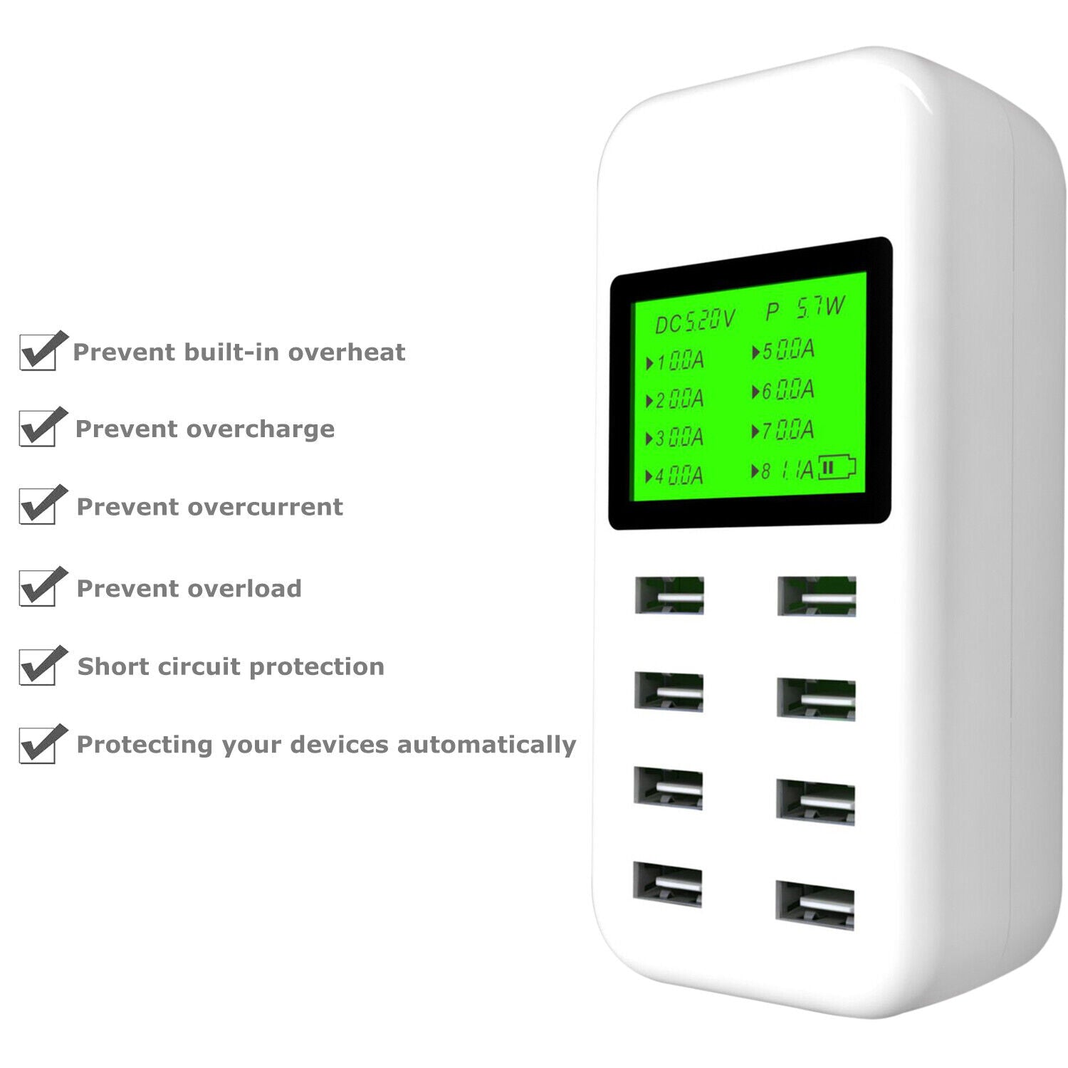 Kitcheniva 8-Port Smart Multi USB AC Wall Charger Hub