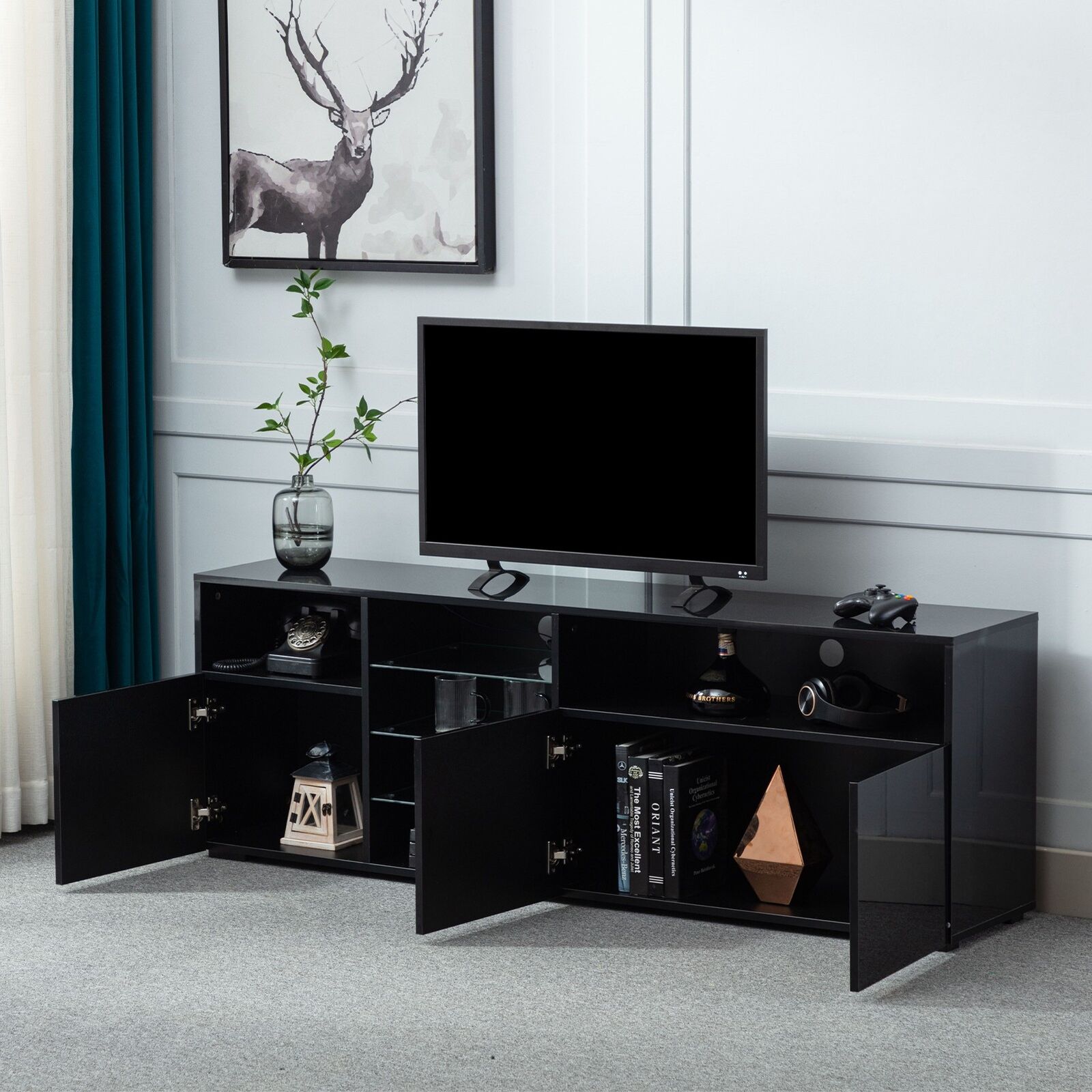 Kitcheniva Modern Glossy TV Stand for 65