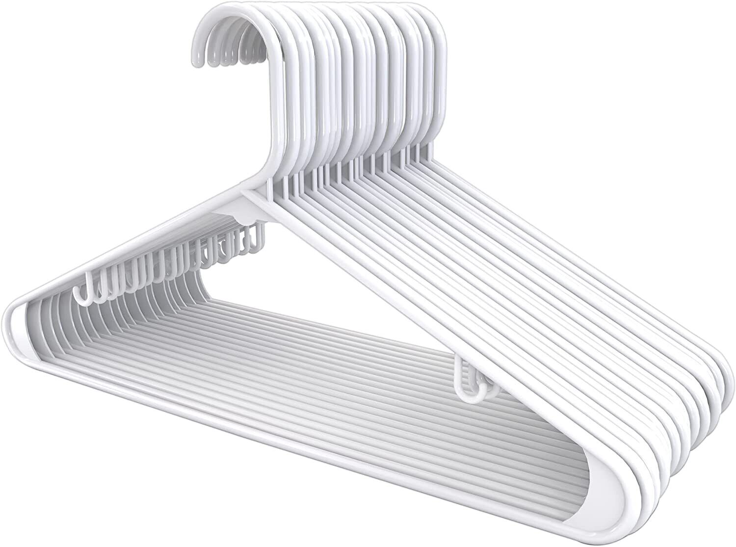 Kitcheniva White Plastic Hangers, Pack of 30