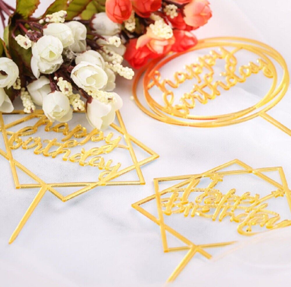 Kitcheniva 12-PCS Glitter Paper Happy Birthday Cake Topper