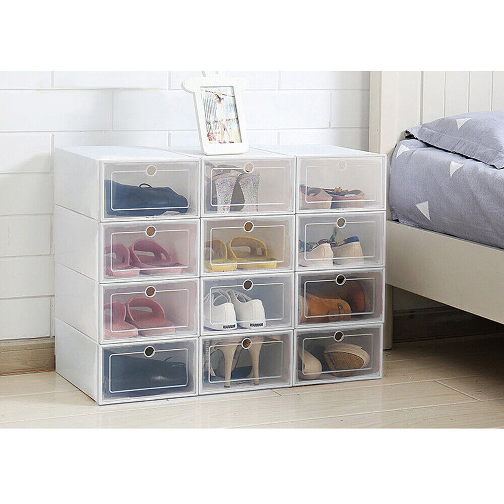 Kitcheniva 24-Pcs Clear Shoe Storage Boxes Plastic Organizer Rack Containers