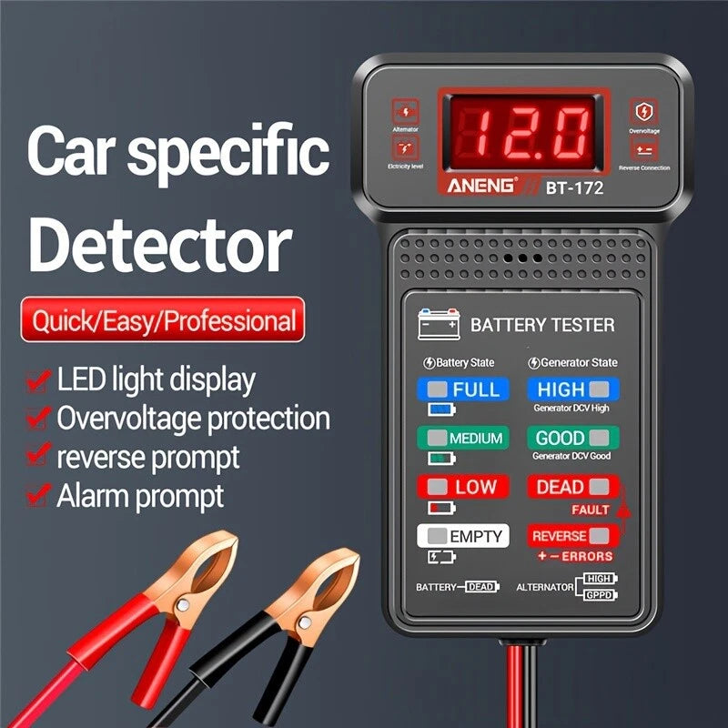 Kitcheniva 12V Digital Car Battery Tester LED Indicator Clip Multi-Function Electric Tool