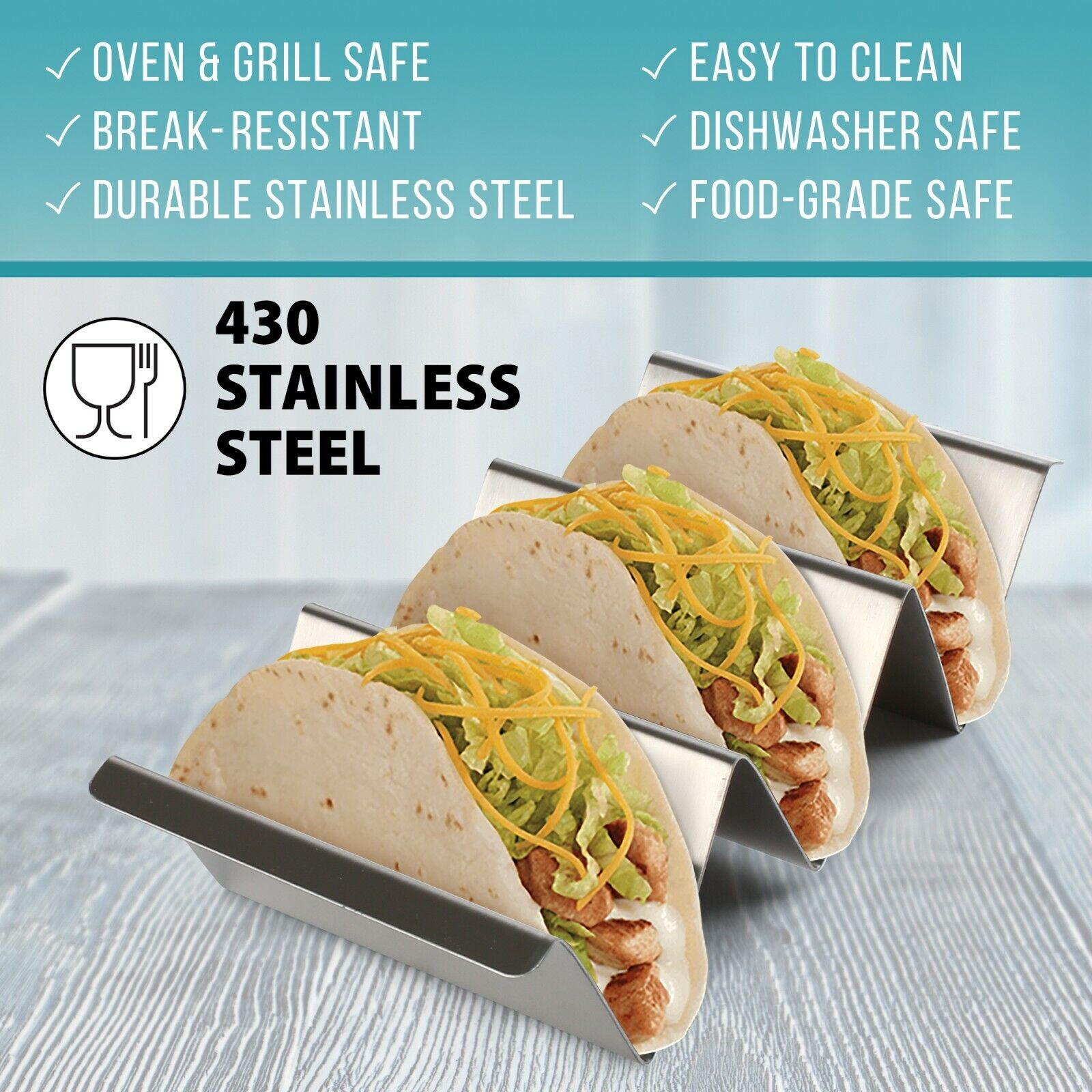 4-PCs Stainless Steel Taco Holder Stand