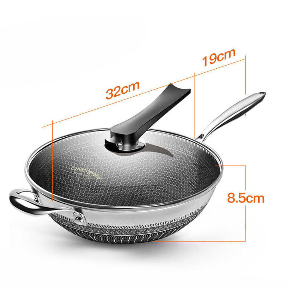 Kitcheniva Stainless Steel Non-Stick Double Sided Honeycomb Wok Frying Pan