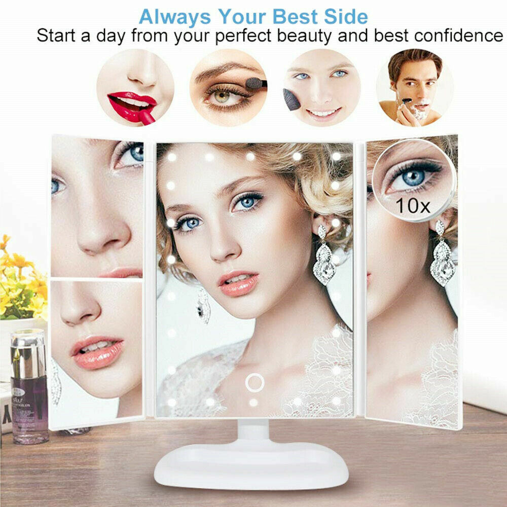 Kitcheniva USB LED Tri-Fold Magnifying Makeup Mirror