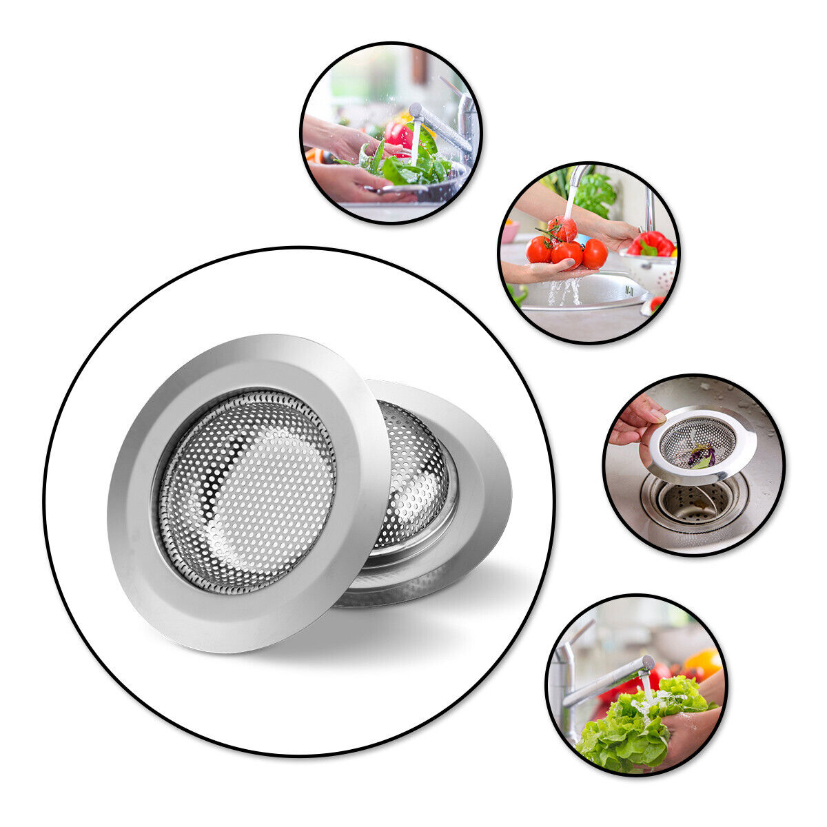 Kitcheniva 2-Pcs Stainless-Steel Kitchen Sink Strainer, 4.5