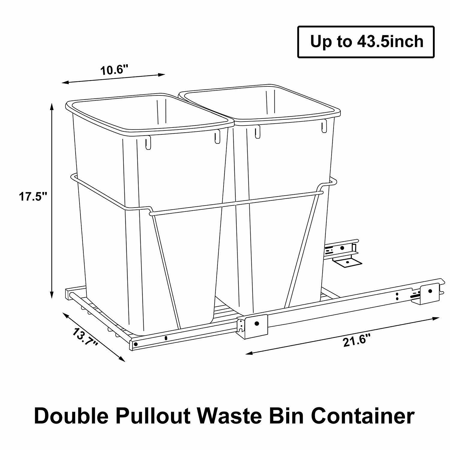 Kitcheniva Under Cabinet Waste Container Double Garbage