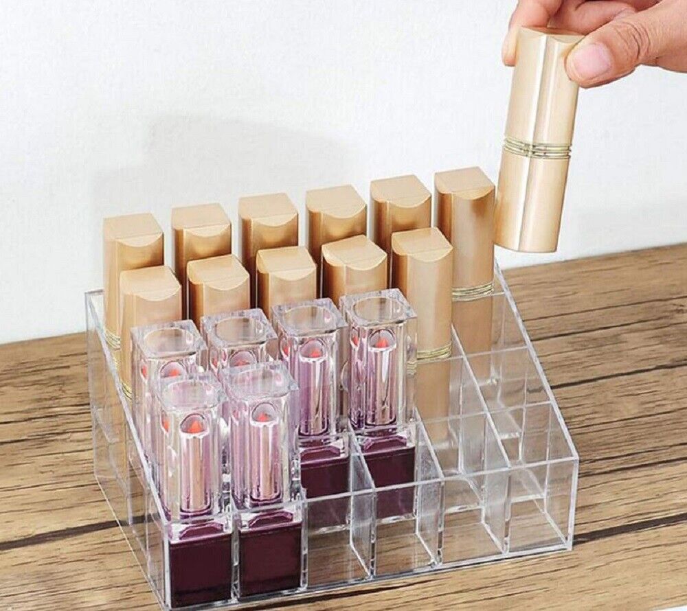 Kitcheniva 24 Clear Lipstick Display Holder Acrylic Cosmetic Organizer