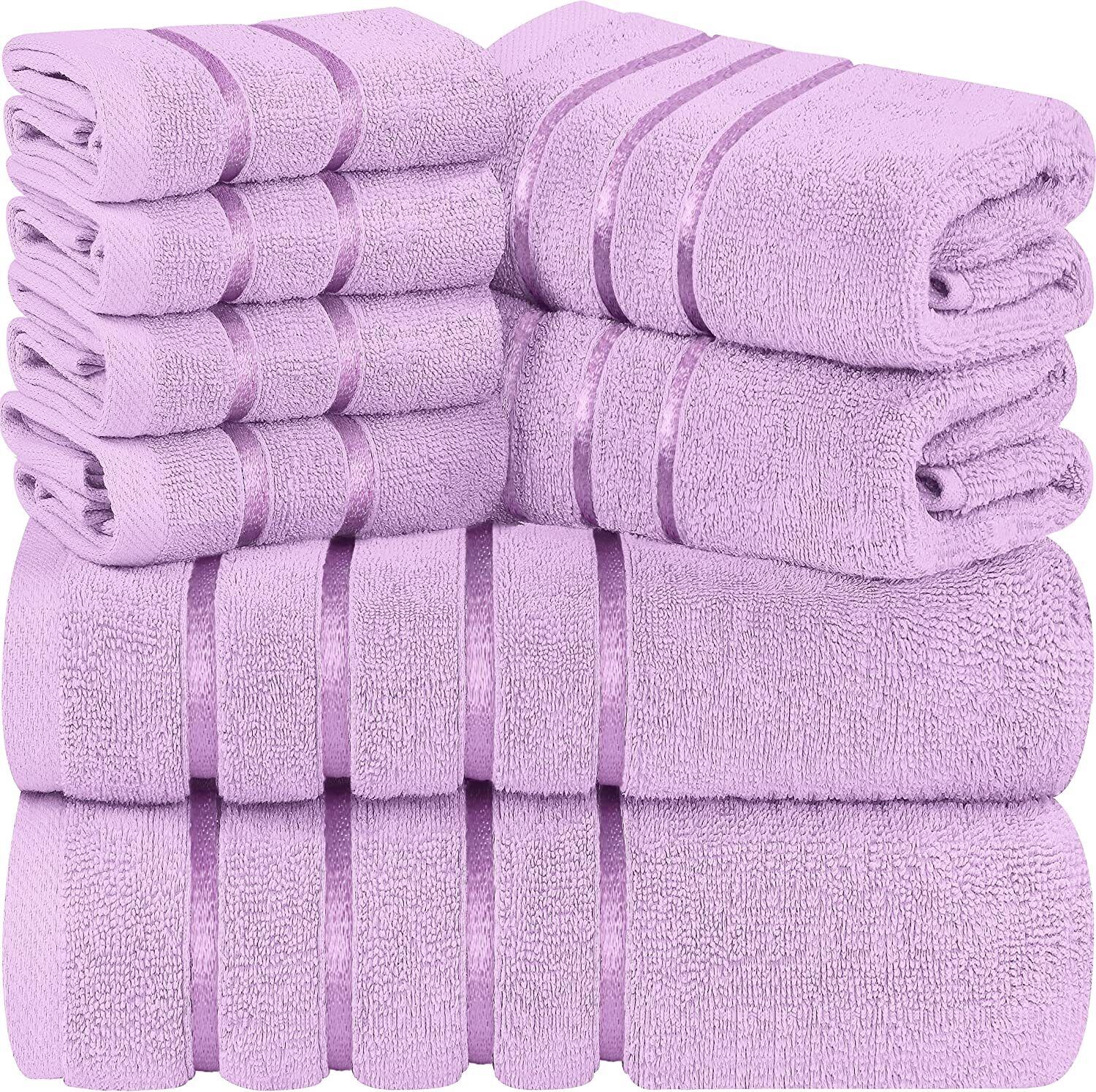 Kitcheniva 8-Pcs Bath Linen Sets Viscose Stripe 600 GSM Ring Spun Cotton Towel