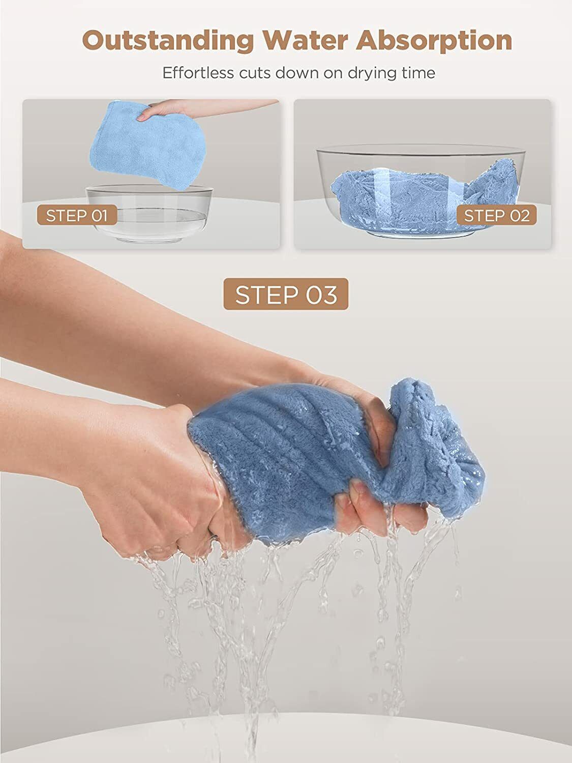 Kitcheniva 2-Pieces Rapid Fast Drying Hair Absorbent Towel