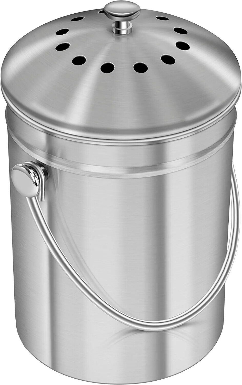 Kitcheniva Kitchen Compost Bin with Lid and 1.3 Gallon Compose Spare, Silver