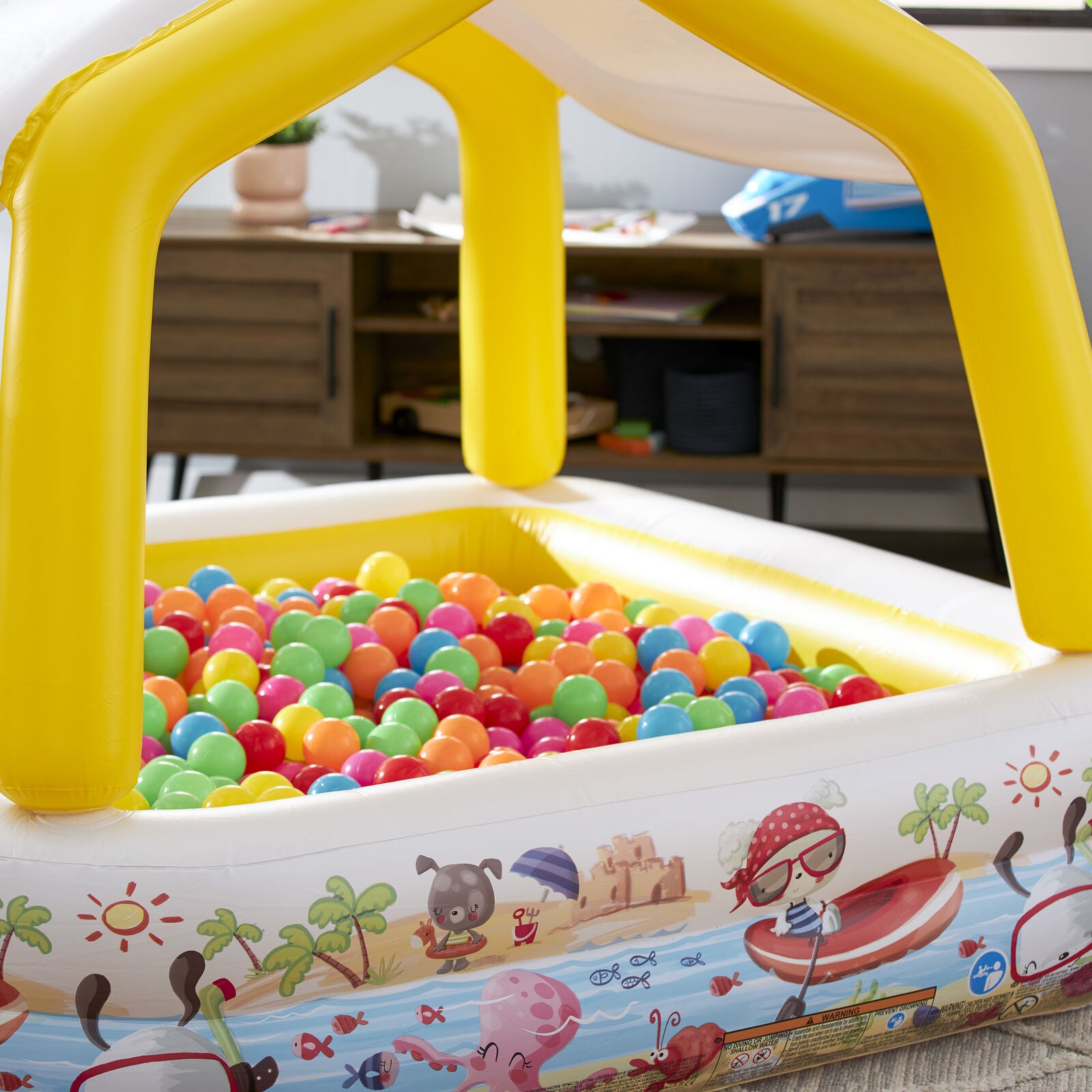 Kitcheniva Inflatable Ocean Scene Sun Shade Kids Swimming Pool With Canopy