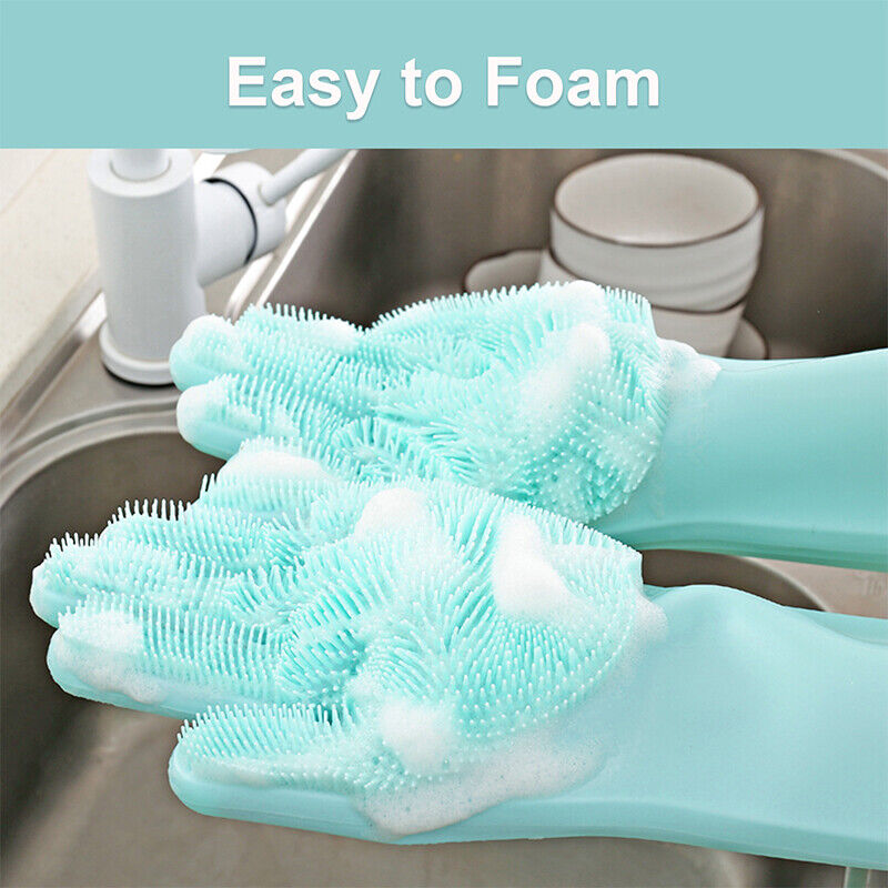 Kitcheniva Pair Magic Dishwashing Cleaning Silicone Sponge Gloves