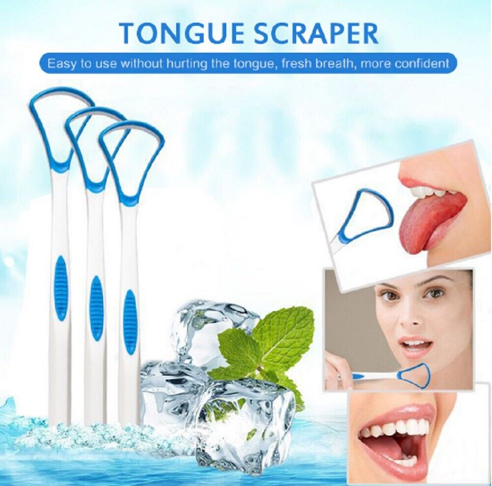 Kitcheniva 3-Pieces Tongue Scraper Cleaner Adults Kids Oral Hygiene