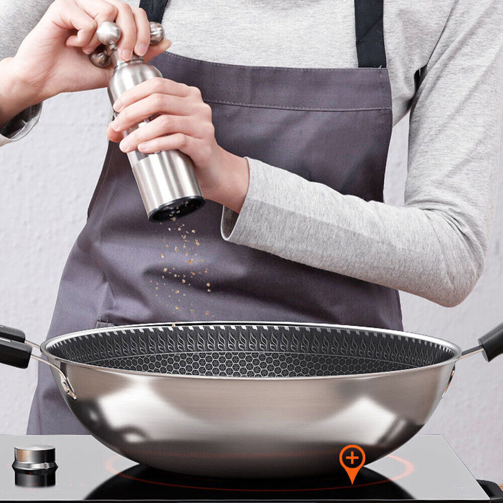 Kitcheniva Stainless Steel Non-Stick Double Sided Honeycomb Wok Frying Pan