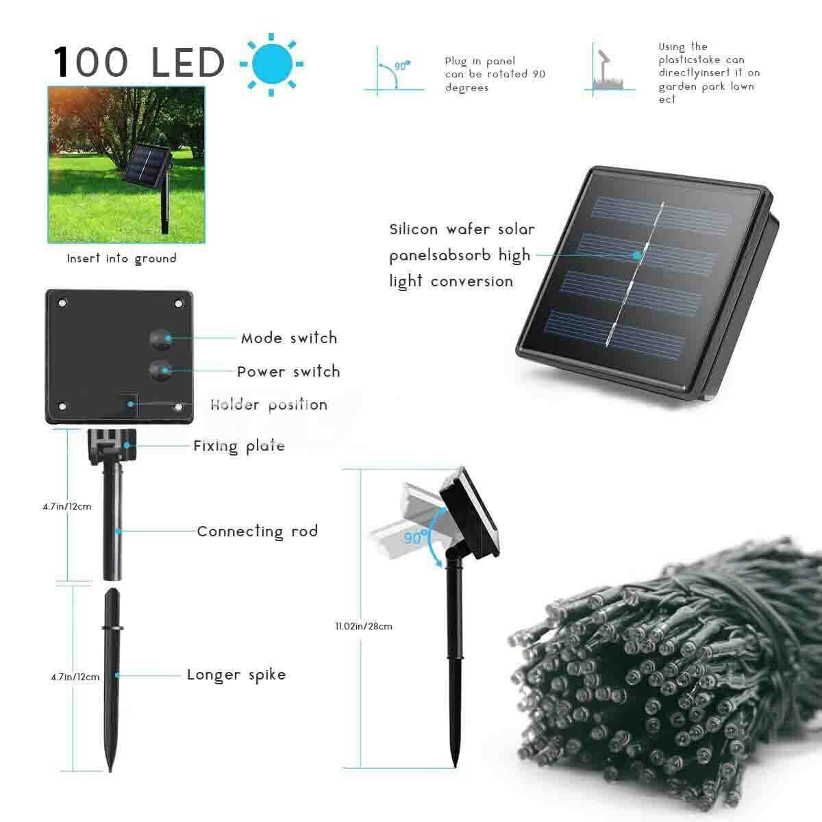 Kitcheniva Solar String Lights 39ft 100 LED