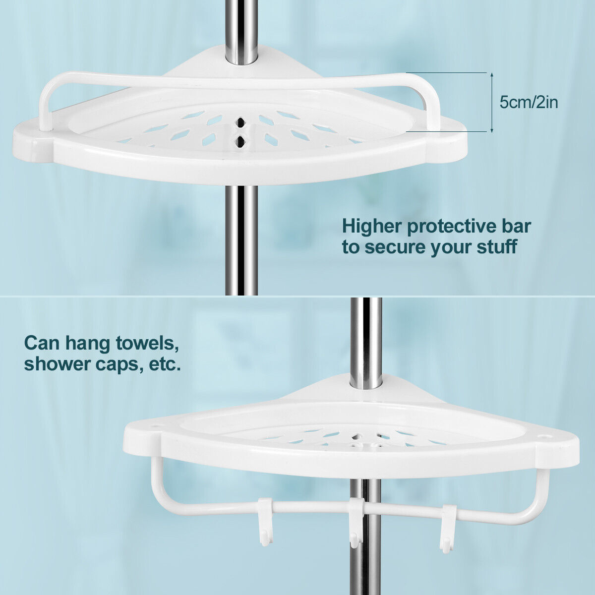 Kitcheniva 4-Tier Metal Shower Corner Caddy Shelf