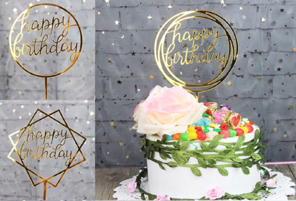 Kitcheniva 12-PCS Glitter Paper Happy Birthday Cake Topper