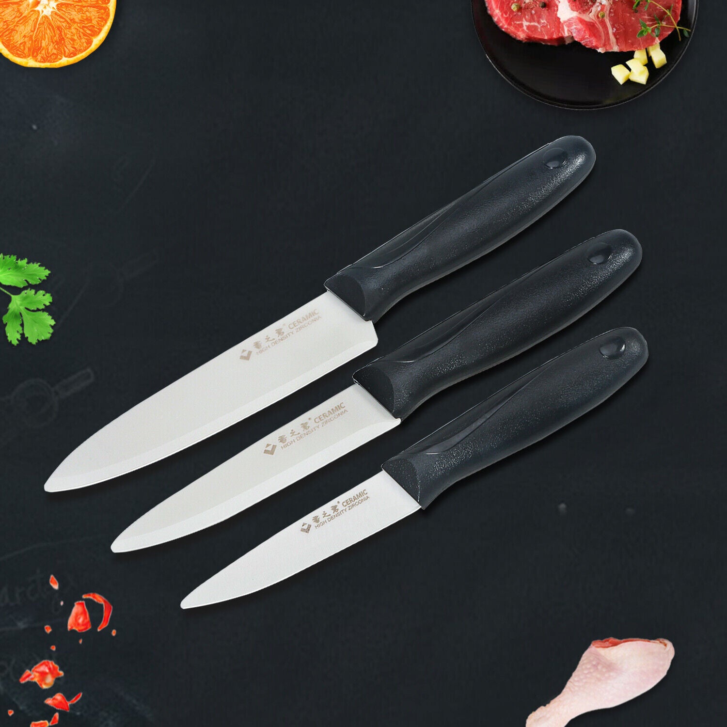 Kitcheniva 3-Times Ceramic Kitchen Knife Set