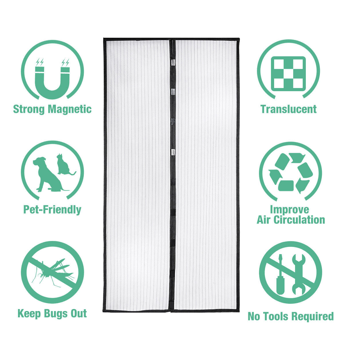 Kitcheniva Hands-Free Magnetic Screen Door Mesh Curtain