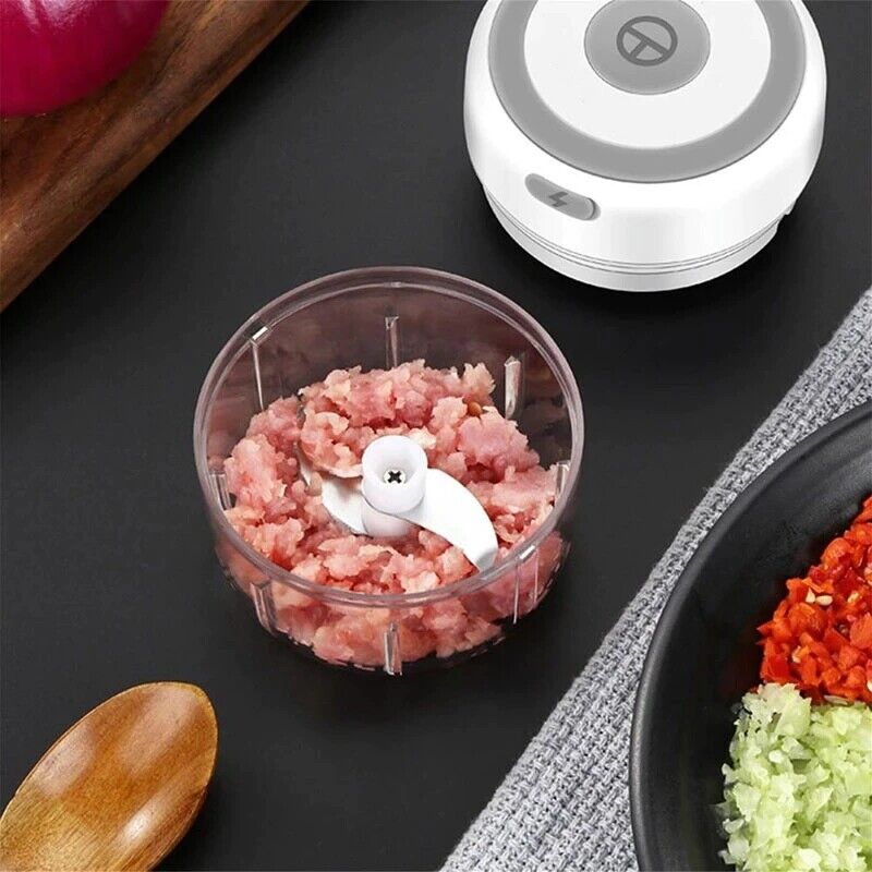 Kitcheniva Electric 300ML Garlic Press Chopper Chili Onion Fruits Meat Pink