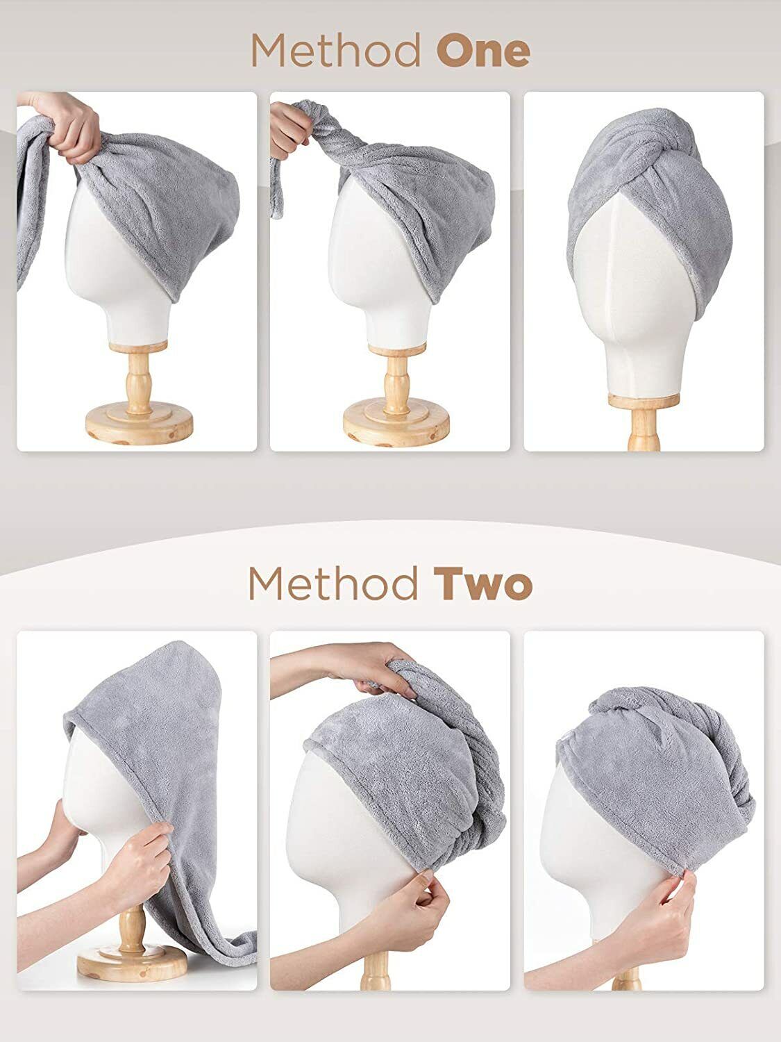 Kitcheniva 2-Pieces Rapid Fast Drying Hair Absorbent Towel