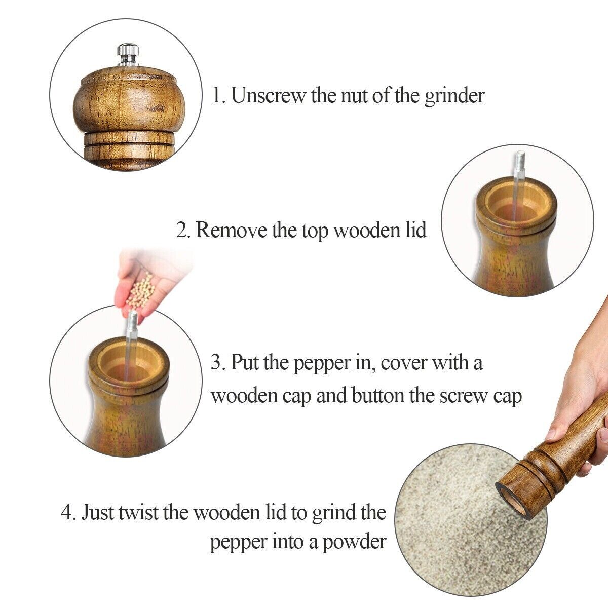 Kitcheniva Wood Pepper Grinder