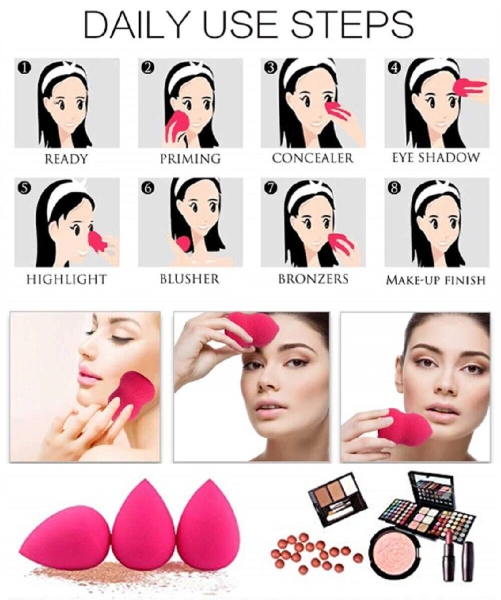 Kitcheniva 3-Pieces Makeup Foundation Sponge Blender Puff Flawless Powder With Makeup Sponge Holder