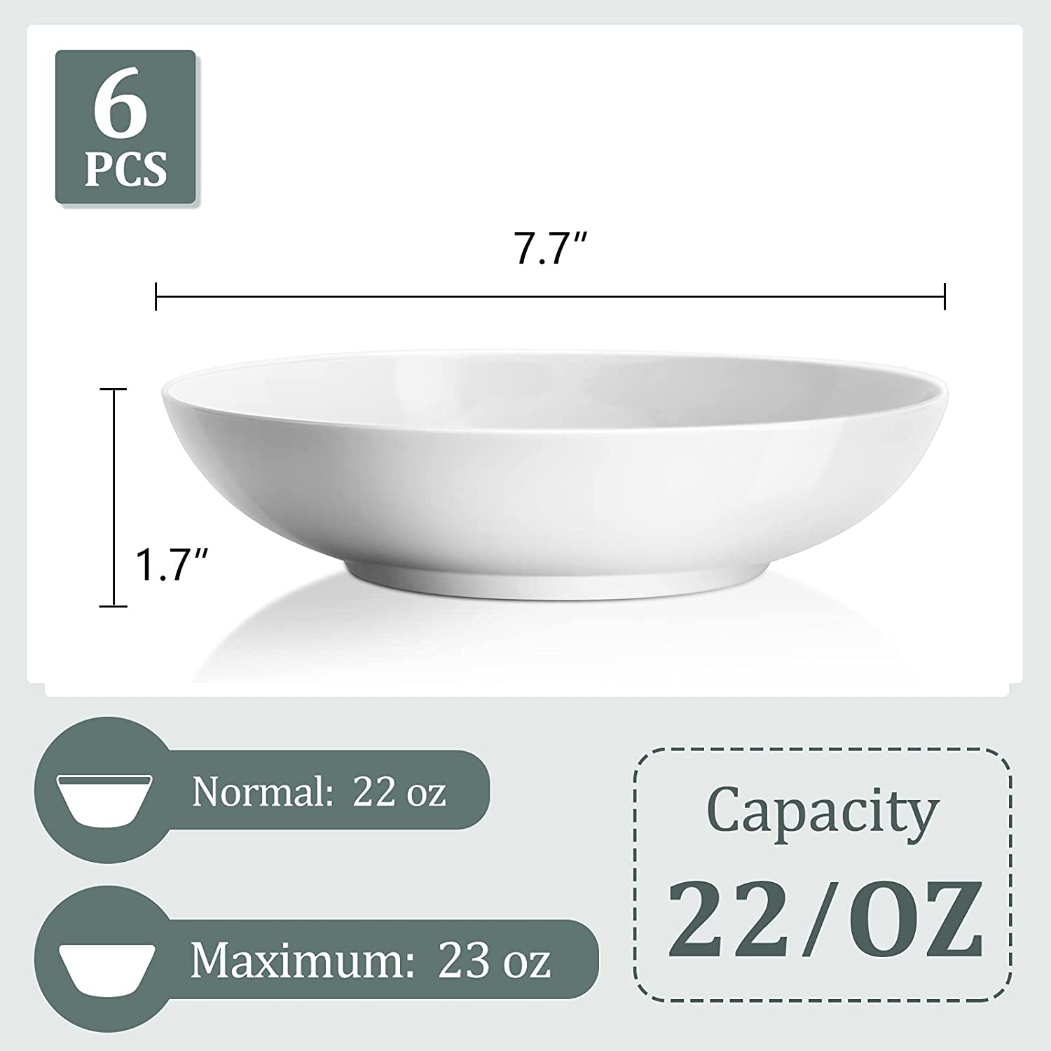 Kitcheniva 22oz Large Pasta Bowls, 7.8