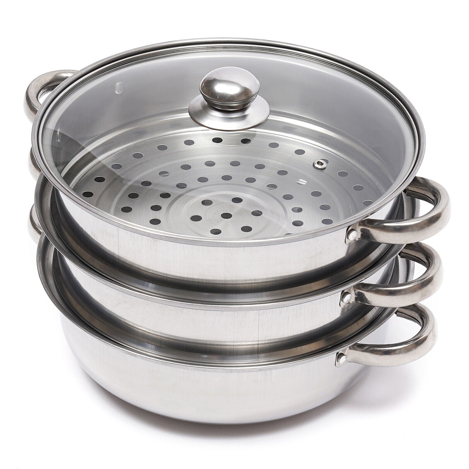 Kitcheniva Stainless Steel Food Steamer 3 Layer Round