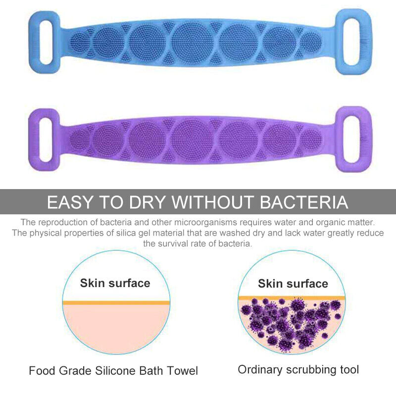 Kitcheniva Silicone Bath Towel Back Brush Scrubber Exfoliating Scrub Body Wash Dual Side