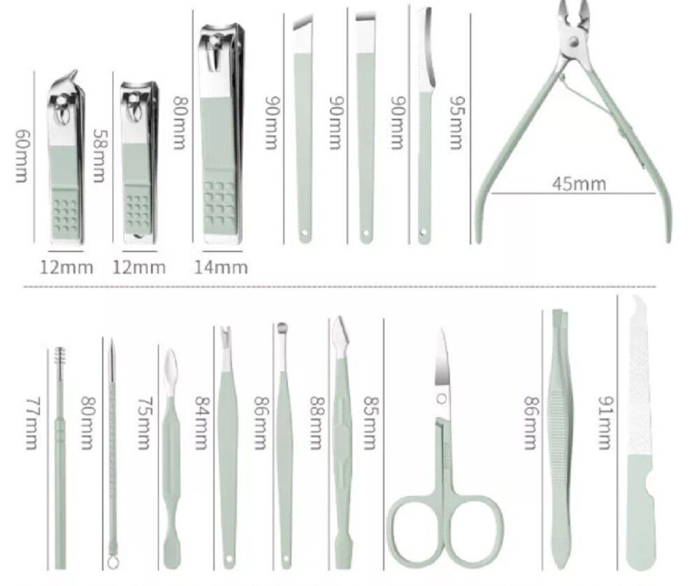 Kitcheniva 16-Pieces Stainless Steel Nail Clippers Set Manicure Kit